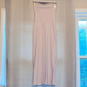 Grey strapless jumpsuit